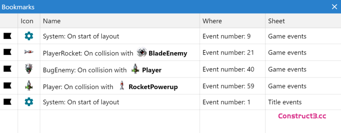 Construct3 时间线 - 书签栏 Construct3 时间线 - 书签栏